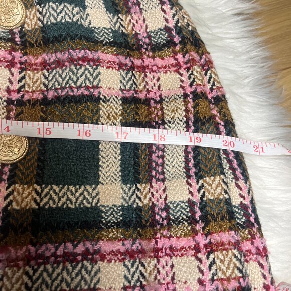 Women Wool Plaid Mini Skirt High Waisted Pencil Skirts Short Tight Bodycon Skirt - Picture 6 of 8